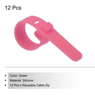 Harfington 12 Pack Reusable Cable Zip 3 Hole Tie (Pink)