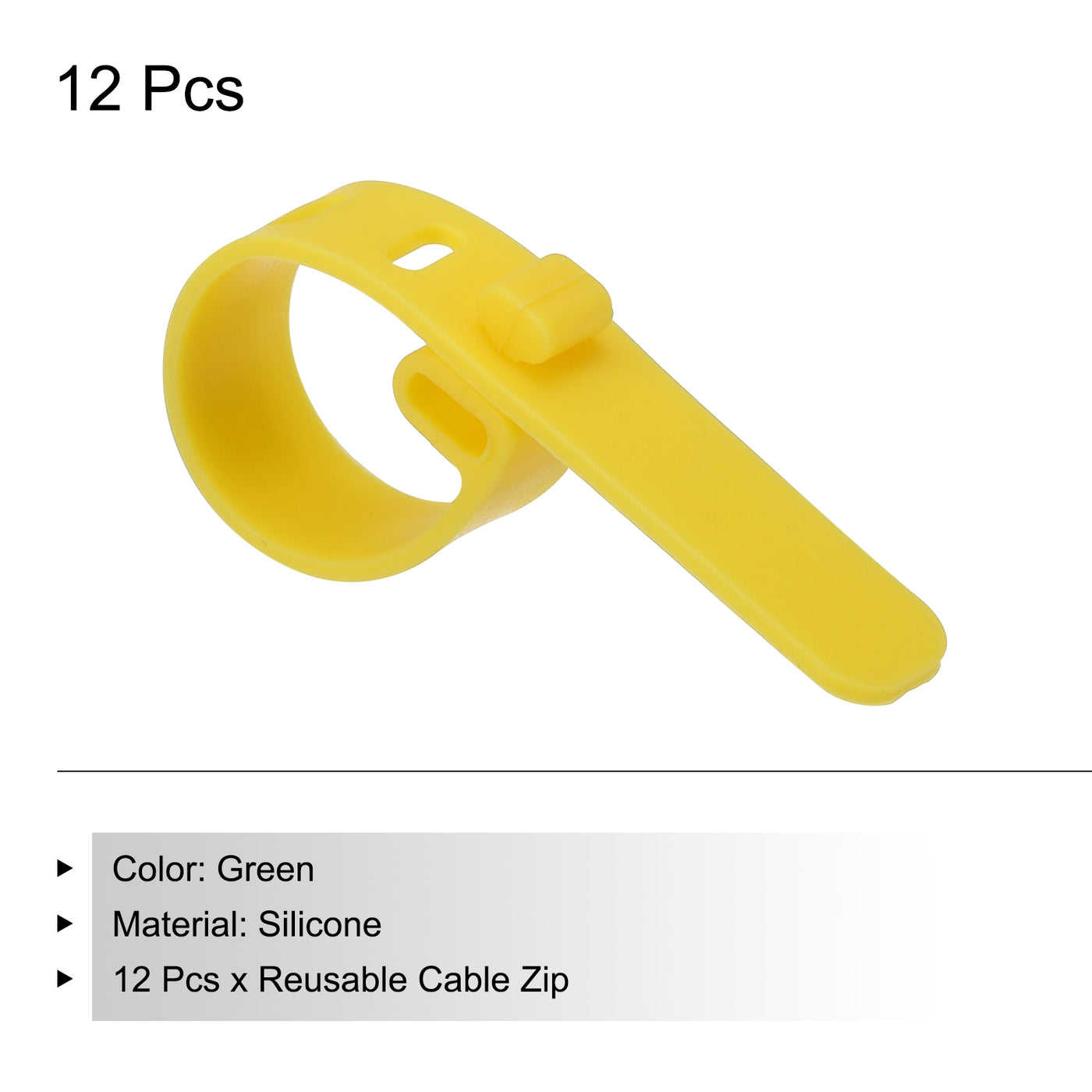 Harfington 12 Pack Reusable Cable Zip 3 Hole Tie (Yellow)