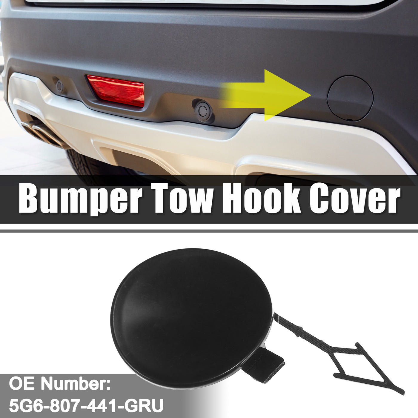 ACROPIX Car Rear Bumper Towing Tow Eye Hook Cover Cap Fit for Volkswagen Golf - Pack of 1 Black