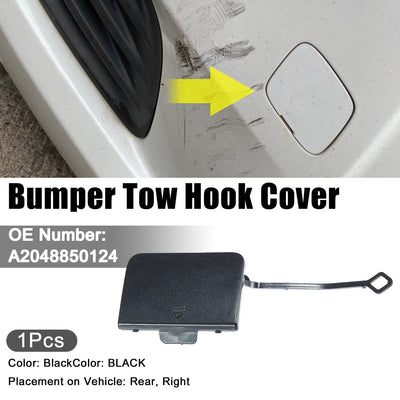 Harfington Car Front Right Bumper Towing Tow Eye Hook Cover Cap Fit for Mercedes-Benz C 350 - Pack of 1 Black