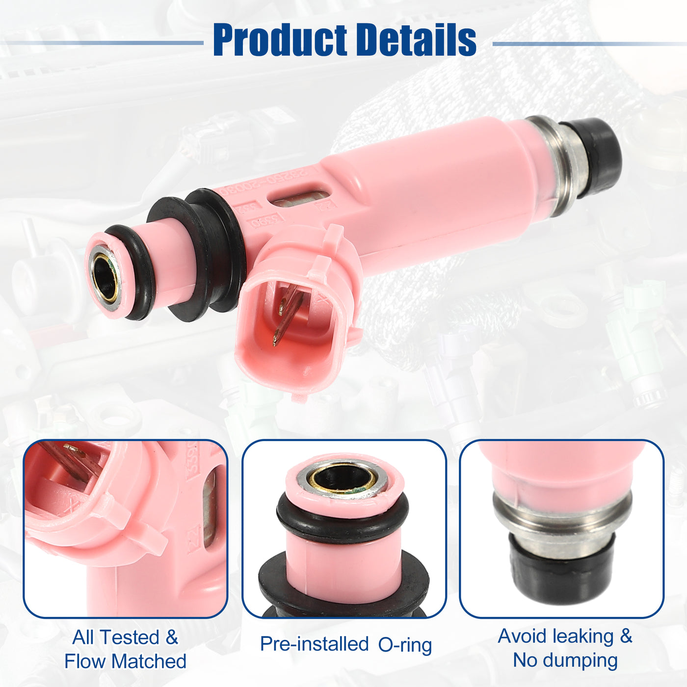 ACROPIX Car Fuel Injector Nozzle Replace for Toyota Camry 3.0L 3.3L 2001-2006 23209-0A020 - Pack of 6 Pink