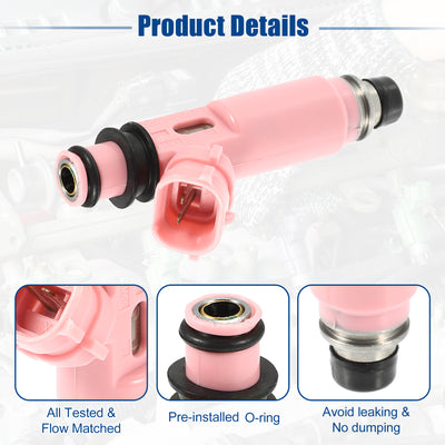 Harfington Car Fuel Injector Nozzle Replace for Toyota Camry 3.0L 3.3L 2001-2006 23209-0A020 - Pack of 6 Pink