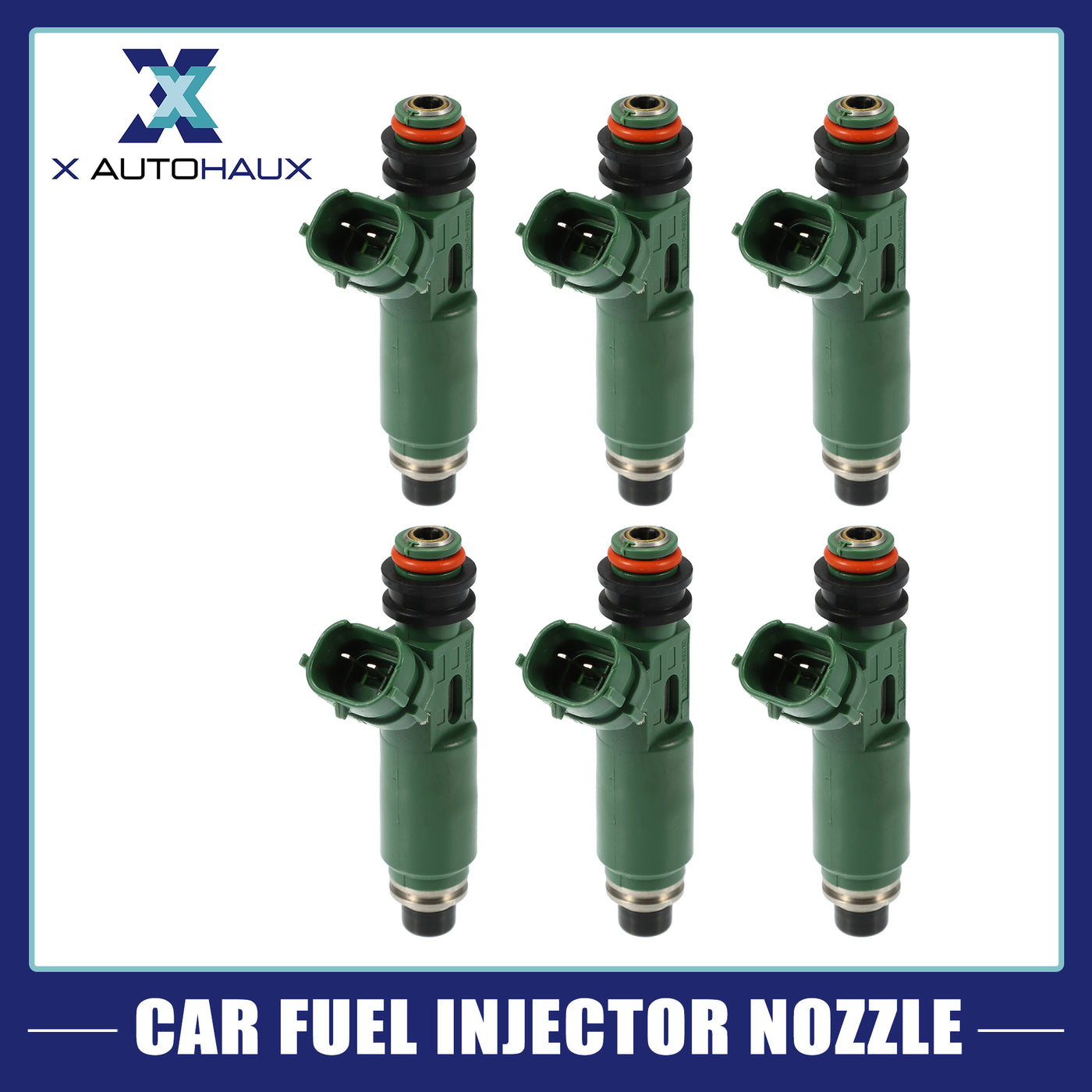 ACROPIX Car Fuel Injector Nozzle Replace for Toyota Land Cruiser 4.5L 1999-2008 23250-66010 - Pack of 6 Green