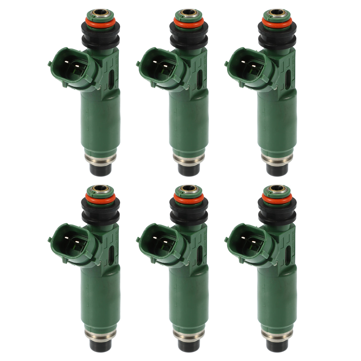 ACROPIX Car Fuel Injector Nozzle Replace for Toyota Land Cruiser 4.5L 1999-2008 23250-66010 - Pack of 6 Green