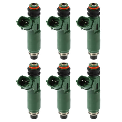 Harfington Car Fuel Injector Nozzle Replace for Toyota Land Cruiser 4.5L 1999-2008 23250-66010 - Pack of 6 Green