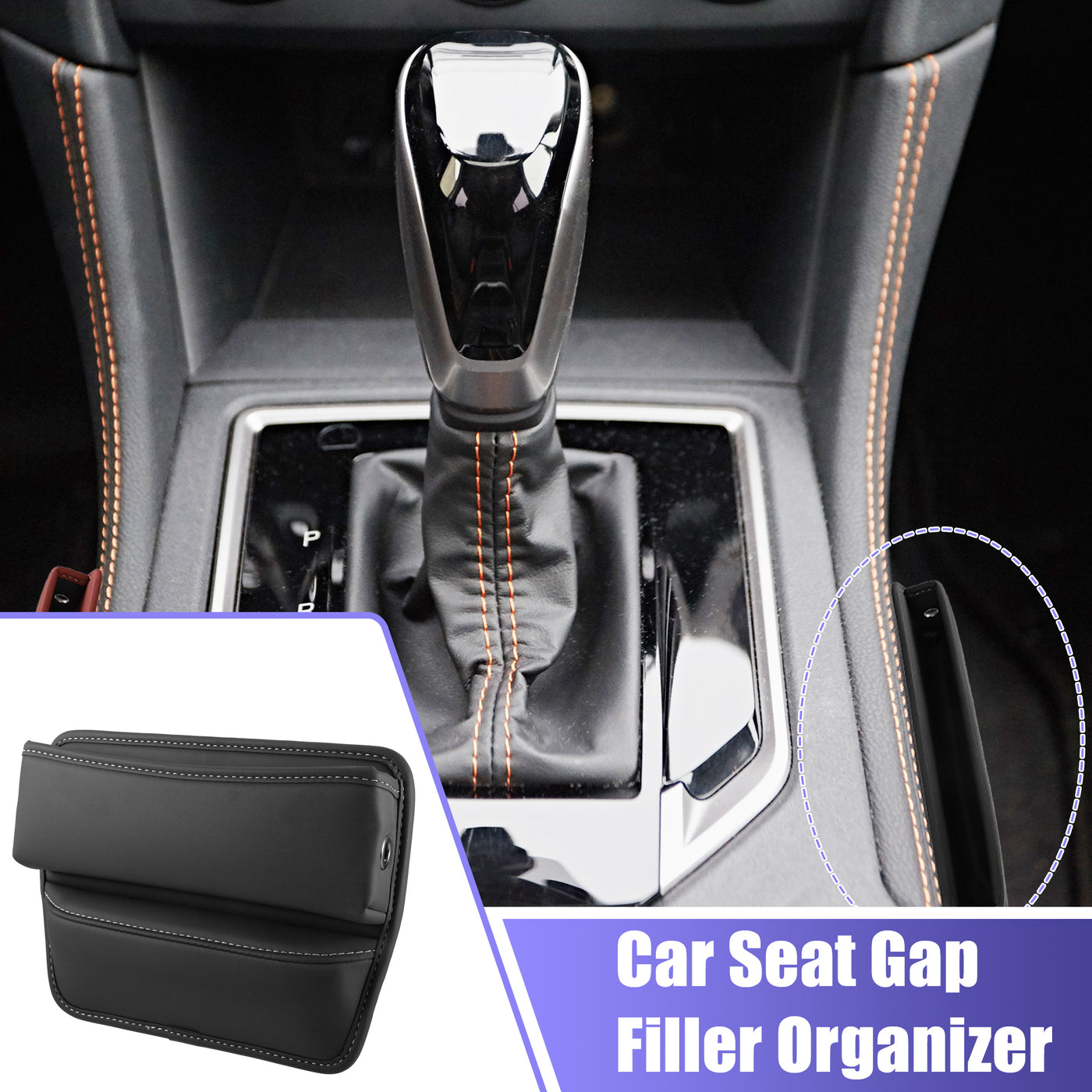 X AUTOHAUX Universal Car Front Seat Gap Filler Center Console Side Insert Storage Organizer 1pcs