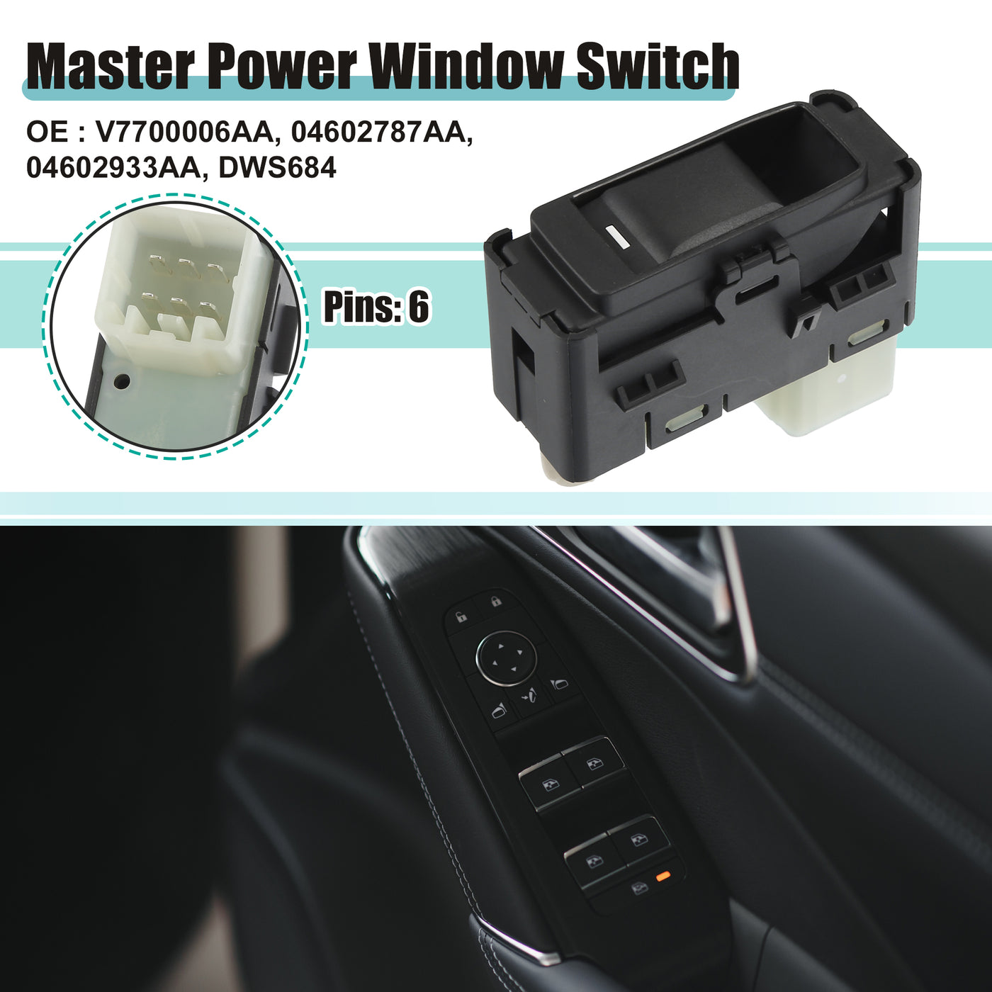 ACROPIX Front Left Driver Side Master Power Window Switch Fit for Jeep Commander - Pack of 1 Black