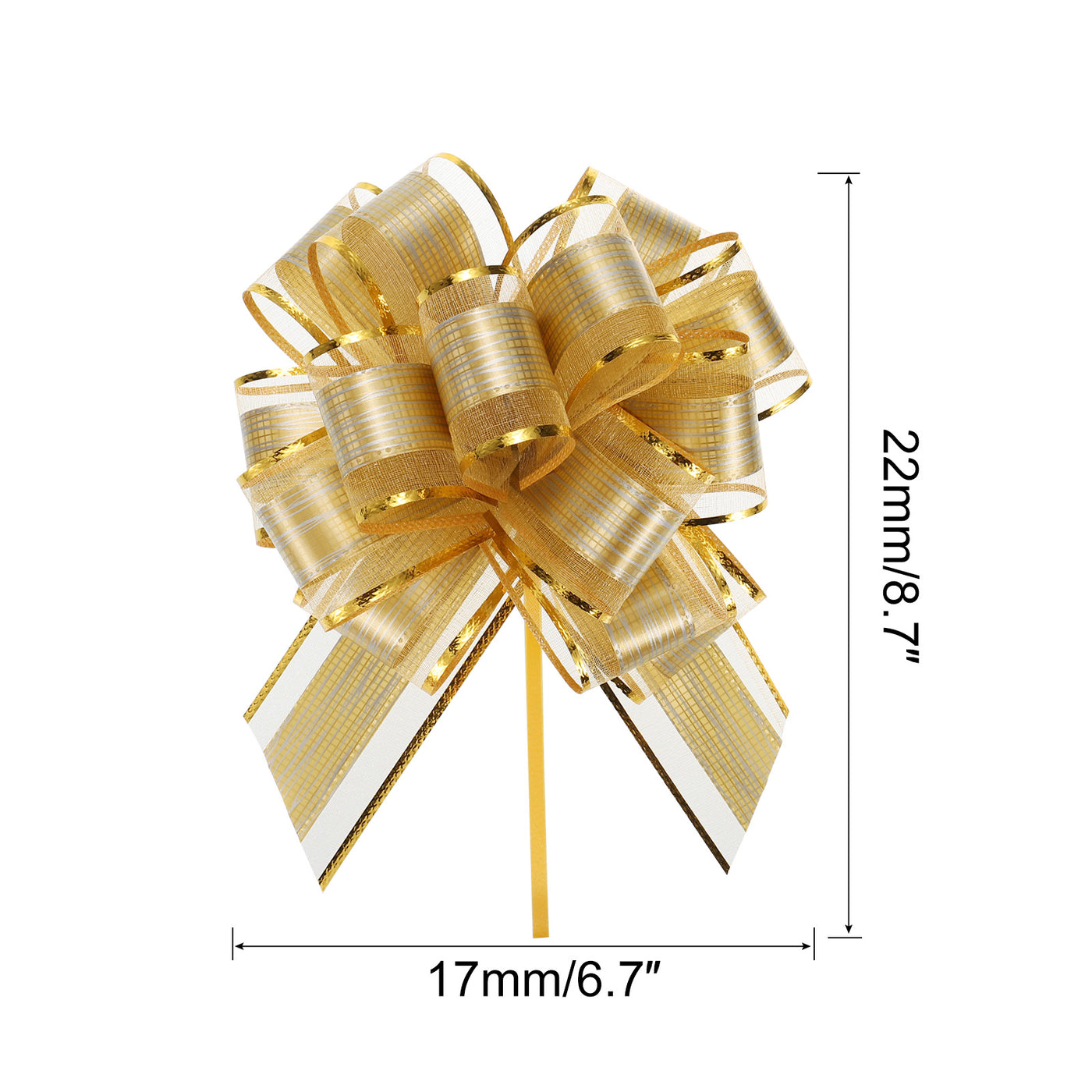 Harfington 10pcs 7 Inch Large Pull Bow Gift Wrapping Bows Ribbon Organza Champagne Gold for Wedding Baskets Presents Christmas Party