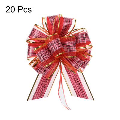 Harfington 20pcs 7 Inch Large Pull Bow Gift Wrapping Bows Ribbon Organza Burgundy for Wedding Baskets Presents Christmas Party