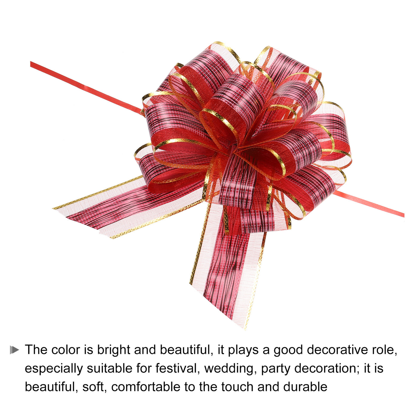 Harfington 20pcs 7 Inch Large Pull Bow Gift Wrapping Bows Ribbon Organza Burgundy for Wedding Baskets Presents Christmas Party