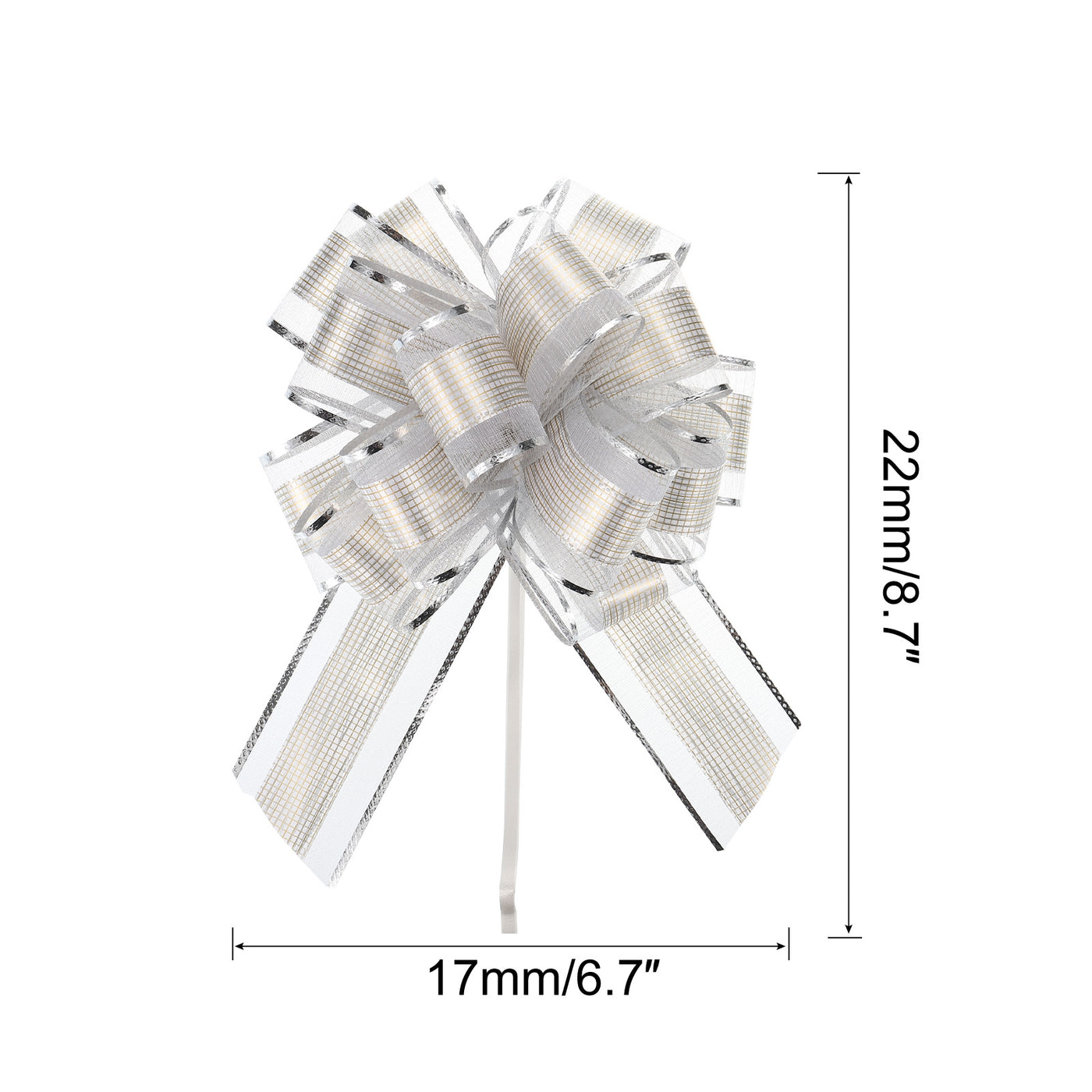 Harfington 20pcs 7 Inch Large Pull Bow Gift Wrapping Bows Ribbon Organza Silver for Wedding Baskets Presents Christmas Party