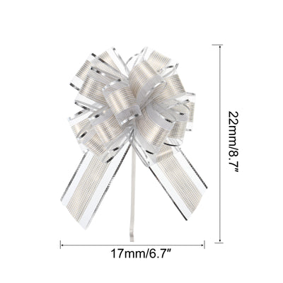 Harfington 20pcs 7 Inch Large Pull Bow Gift Wrapping Bows Ribbon Organza Silver for Wedding Baskets Presents Christmas Party