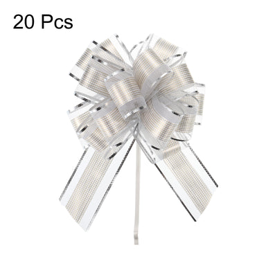 Harfington 20pcs 7 Inch Large Pull Bow Gift Wrapping Bows Ribbon Organza Silver for Wedding Baskets Presents Christmas Party