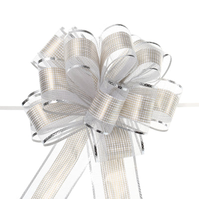 Harfington 20pcs 7 Inch Large Pull Bow Gift Wrapping Bows Ribbon Organza Silver for Wedding Baskets Presents Christmas Party