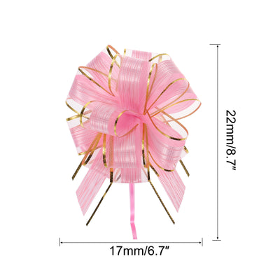 Harfington 10pcs 7 Inch Large Pull Bow Gift Wrapping Bows Ribbon Organza Pink for Wedding Baskets Presents Christmas Party