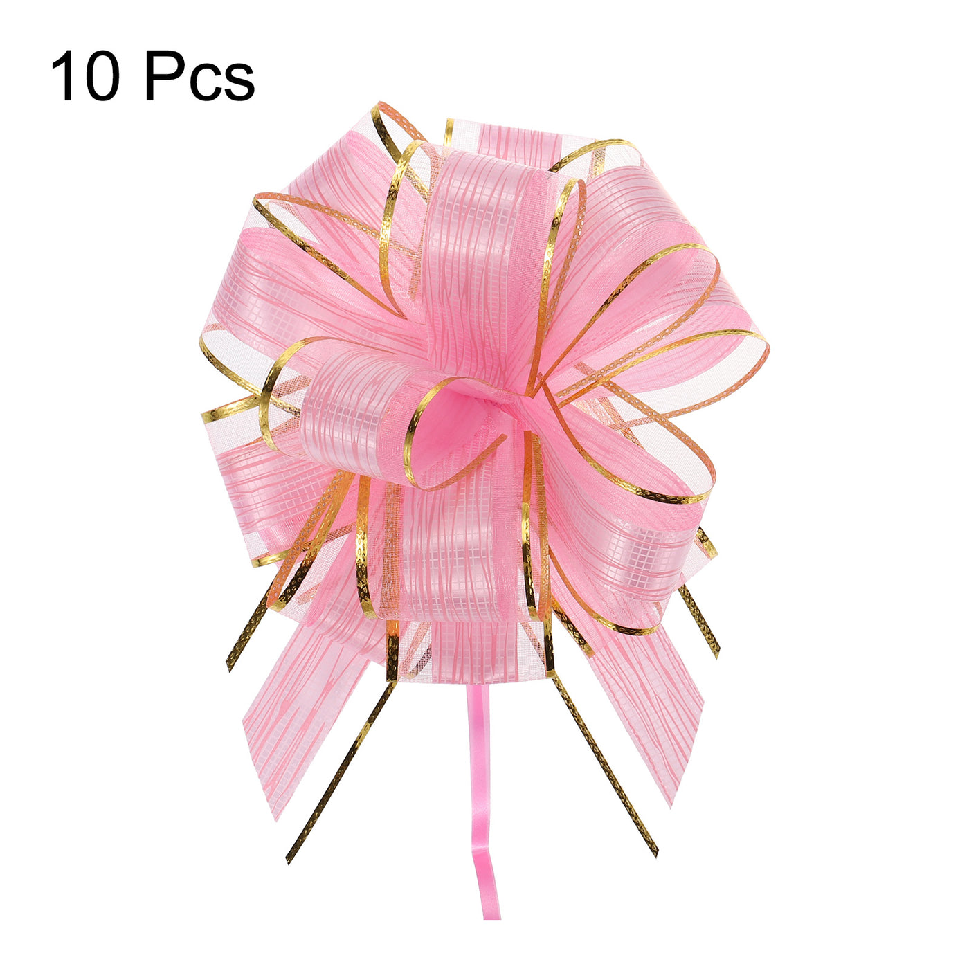 Harfington 10pcs 7 Inch Large Pull Bow Gift Wrapping Bows Ribbon Organza Pink for Wedding Baskets Presents Christmas Party