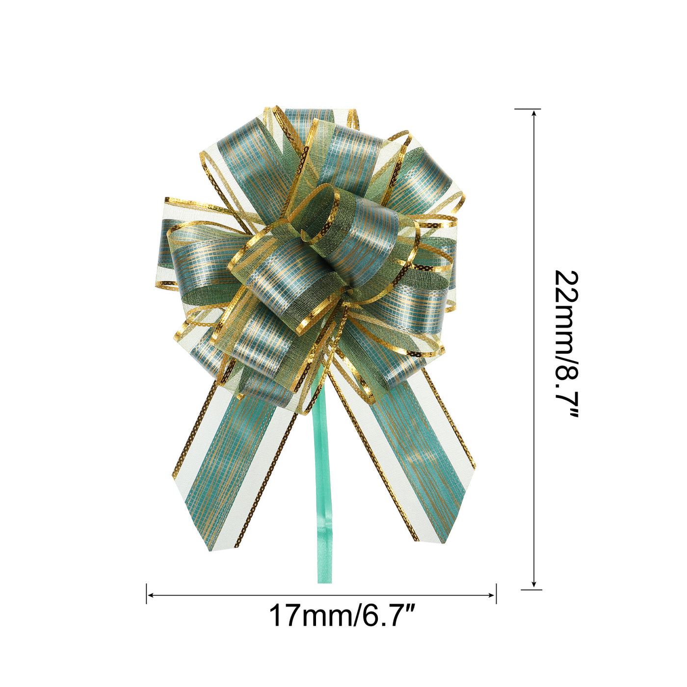 Harfington 10pcs 7 Inch Large Pull Bow Gift Wrapping Bows Ribbon Organza Green for Wedding Baskets Presents Christmas Party