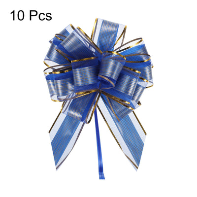 Harfington 10pcs 7 Inch Large Pull Bow Gift Wrapping Bows Ribbon Organza Blue for Wedding Baskets Presents Christmas Party