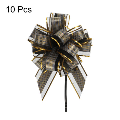 Harfington 10pcs 7 Inch Large Pull Bow Gift Wrapping Bows Ribbon Organza Black for Wedding Baskets Presents Christmas Party