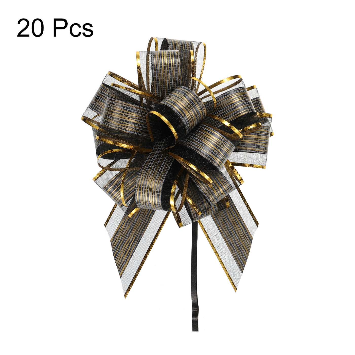 Harfington 20pcs 7 Inch Large Pull Bow Gift Wrapping Bows Ribbon Organza Black for Wedding Baskets Presents Christmas Party