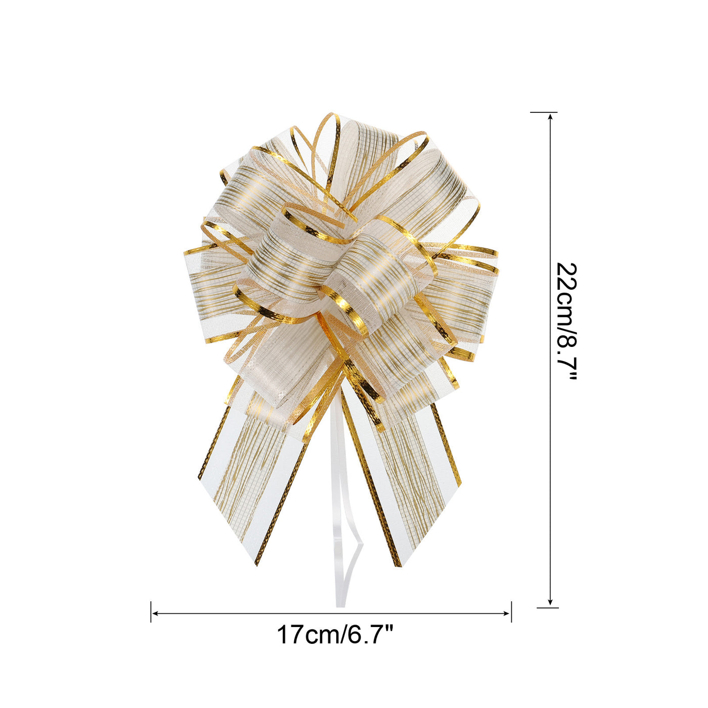 Harfington 10pcs 7 Inch Large Pull Bow Gift Wrapping Bows Ribbon Organza Cream White for Wedding Baskets Presents Christmas Party