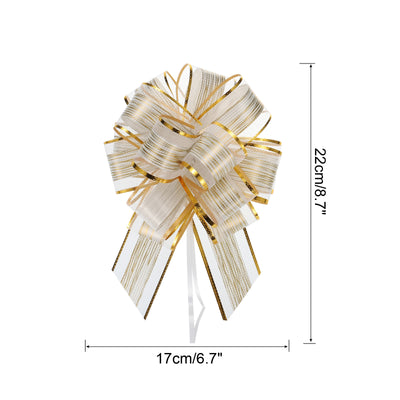 Harfington 10pcs 7 Inch Large Pull Bow Gift Wrapping Bows Ribbon Organza Cream White for Wedding Baskets Presents Christmas Party