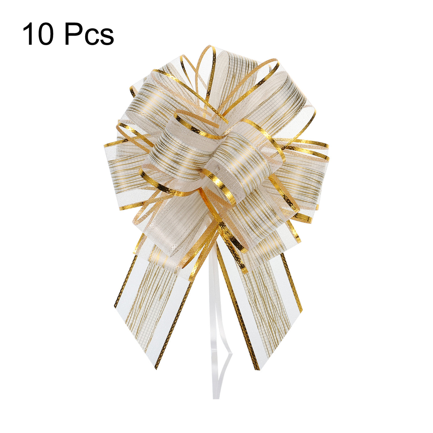 Harfington 10pcs 7 Inch Large Pull Bow Gift Wrapping Bows Ribbon Organza Cream White for Wedding Baskets Presents Christmas Party