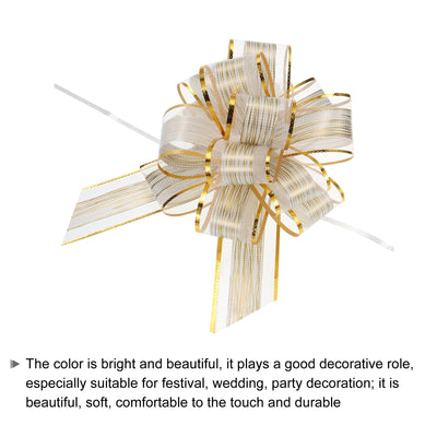 Harfington 10pcs 7 Inch Large Pull Bow Gift Wrapping Bows Ribbon Organza Cream White for Wedding Baskets Presents Christmas Party