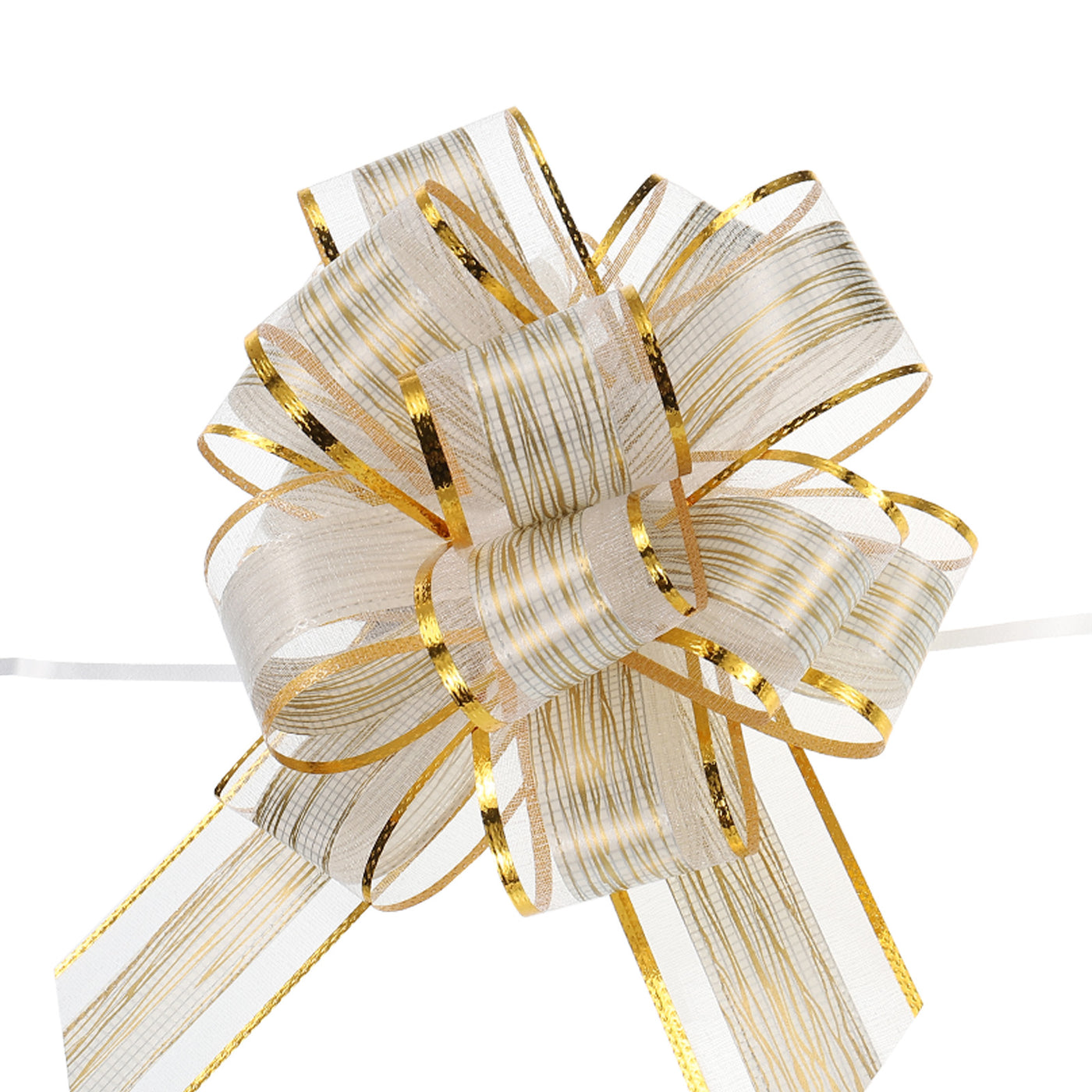 Harfington 10pcs 7 Inch Large Pull Bow Gift Wrapping Bows Ribbon Organza Cream White for Wedding Baskets Presents Christmas Party