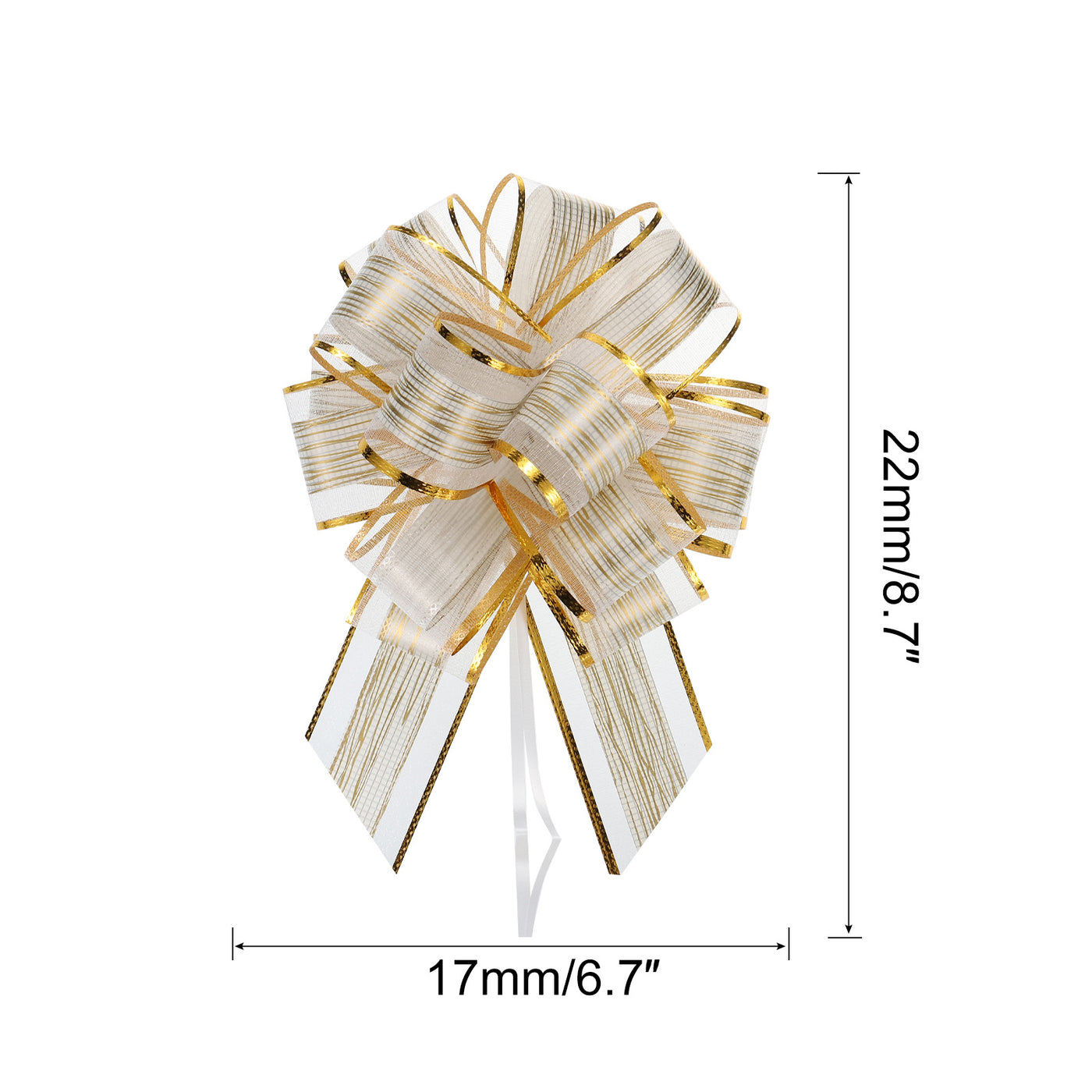 Harfington 20pcs 7 Inch Large Pull Bow Gift Wrapping Bows Ribbon Organza Cream White for Wedding Baskets Presents Christmas Party