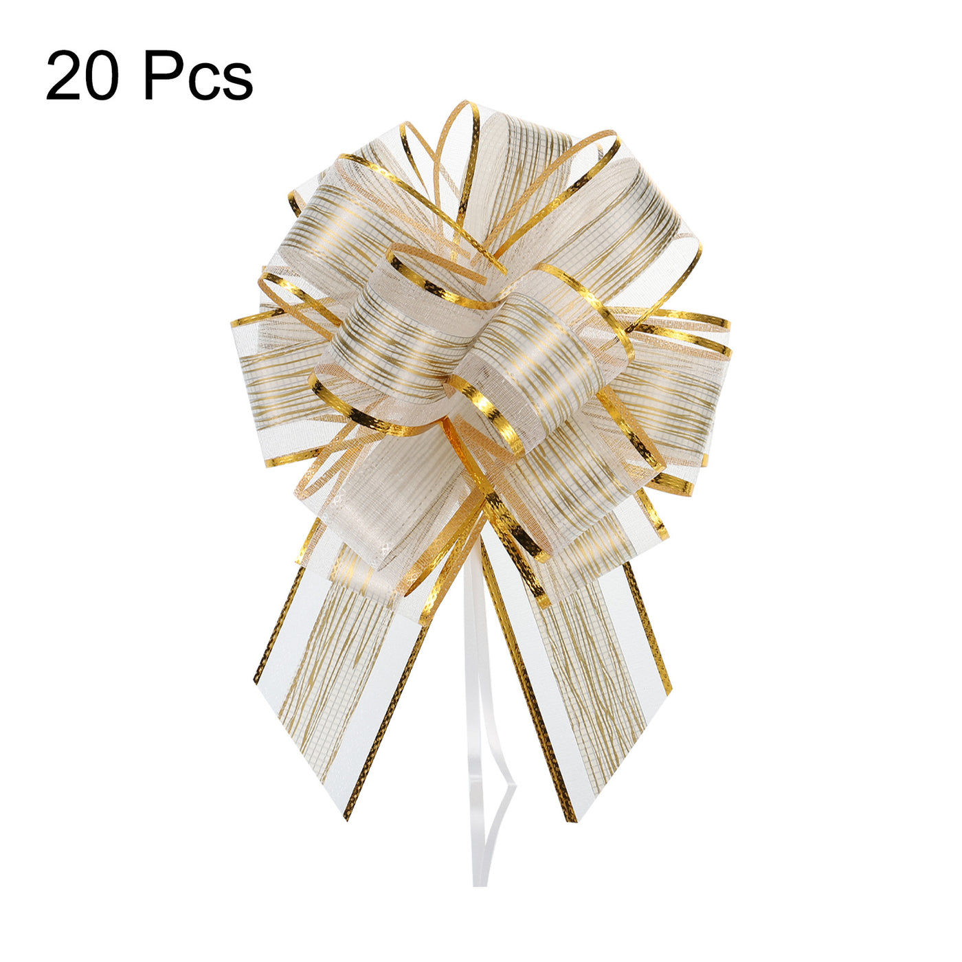 Harfington 20pcs 7 Inch Large Pull Bow Gift Wrapping Bows Ribbon Organza Cream White for Wedding Baskets Presents Christmas Party