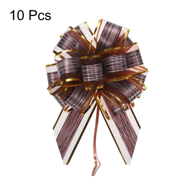 Harfington 10pcs 7 Inch Large Pull Bow Gift Wrapping Bows Ribbon Organza Coffee for Wedding Baskets Presents Christmas Party