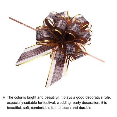 Harfington 10pcs 7 Inch Large Pull Bow Gift Wrapping Bows Ribbon Organza Coffee for Wedding Baskets Presents Christmas Party