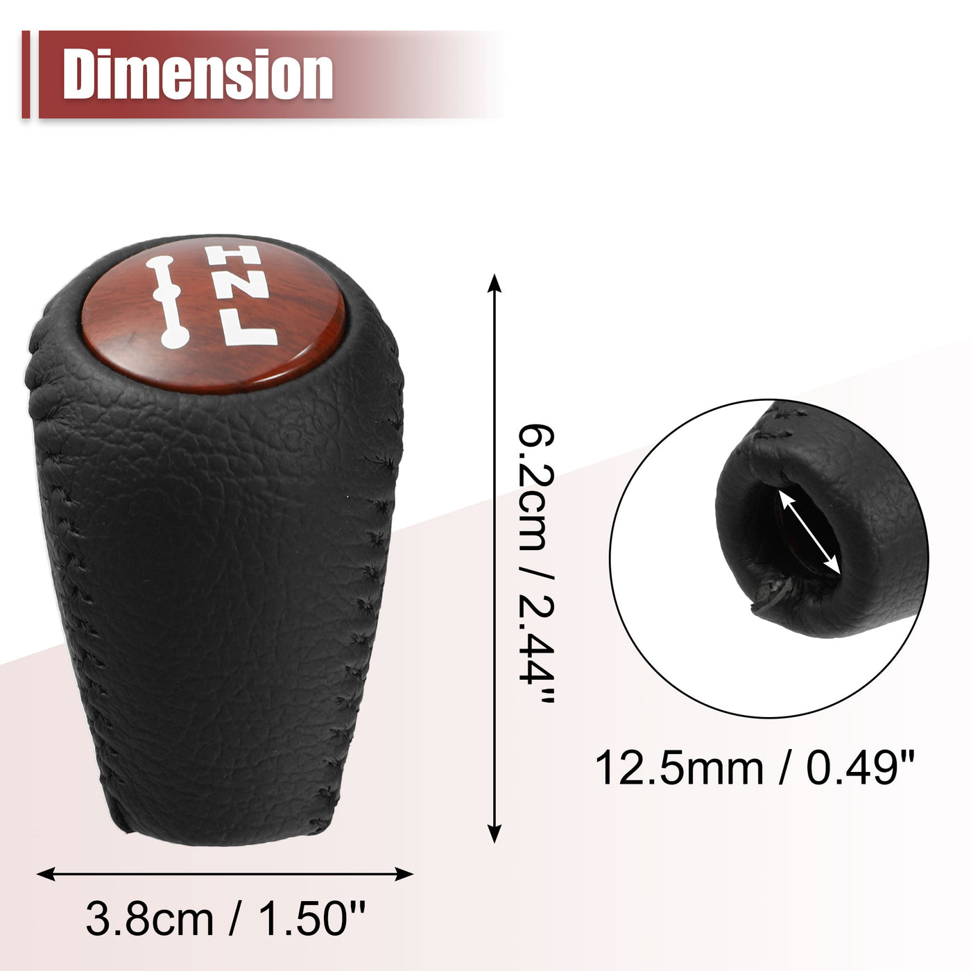 X AUTOHAUX Car Auto Automatic 3 Gear Stick Shift Knob for Toyota Land Cruiser Prado 120 2003-2009 Black Faux Leather Wood Grain Brown