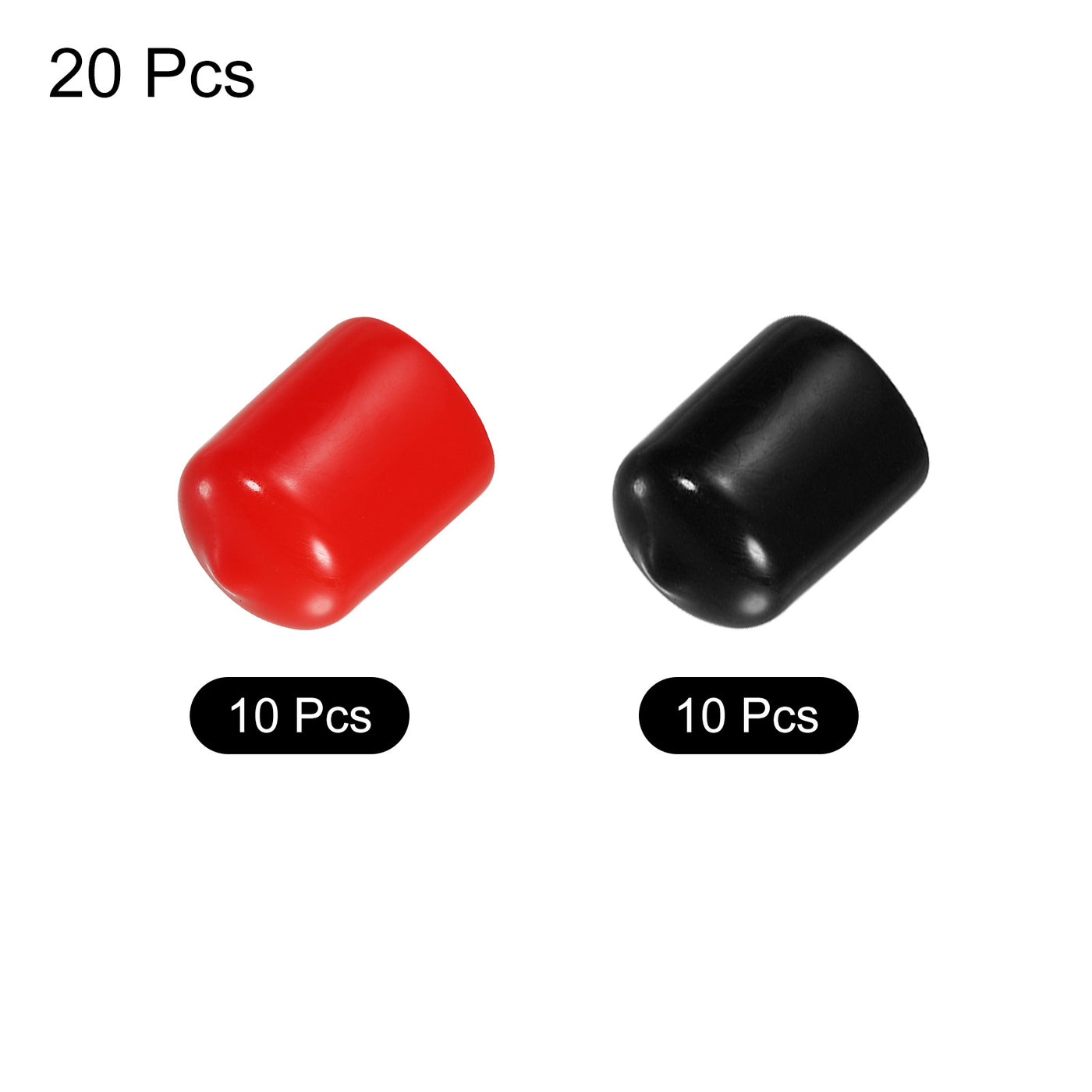 Harfington 20pcs 19mm Rubber End Caps Assortment Vinyl Screw Thread Protector, Black Red