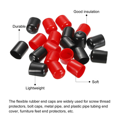 Harfington 20pcs 19mm Rubber End Caps Assortment Vinyl Screw Thread Protector, Black Red