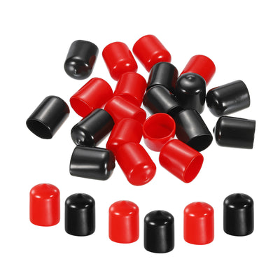 Harfington 20pcs 19mm Rubber End Caps Assortment Vinyl Screw Thread Protector, Black Red