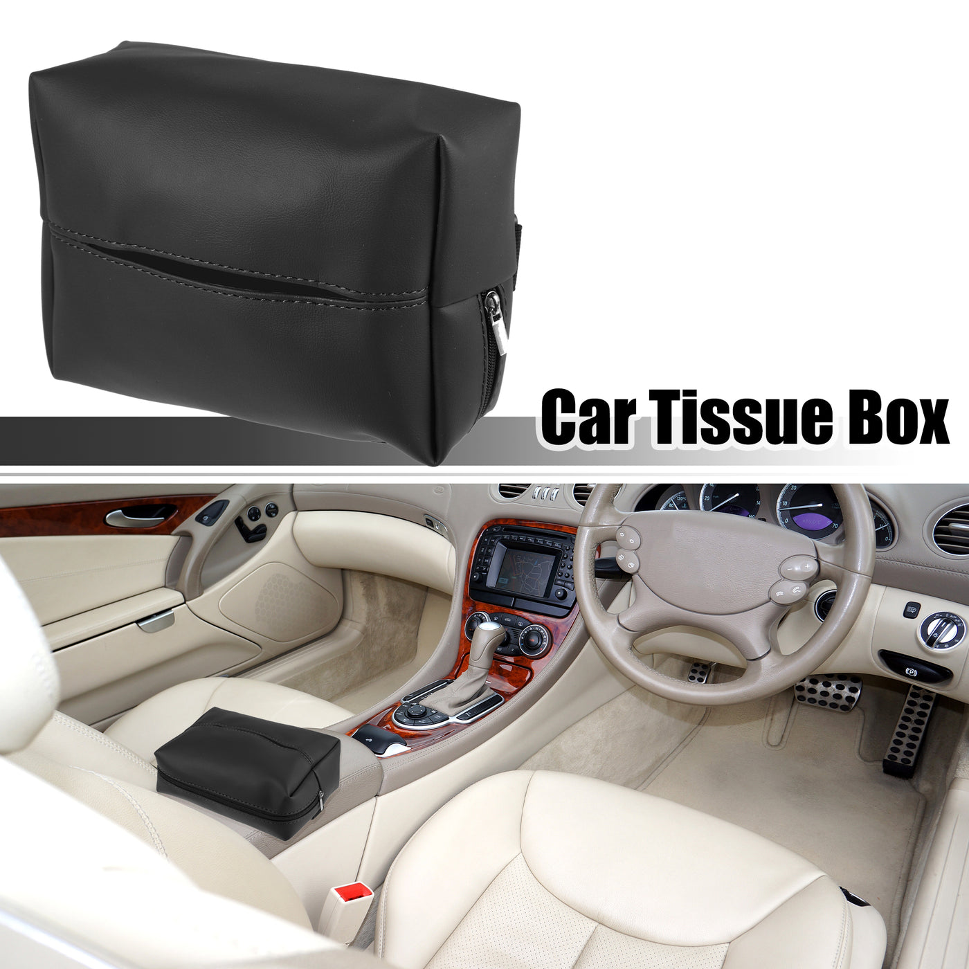 ACROPIX Car Armrest Back Seat Universal Car Tissue Box Tissue Holder Car Accessories - Pack of 1