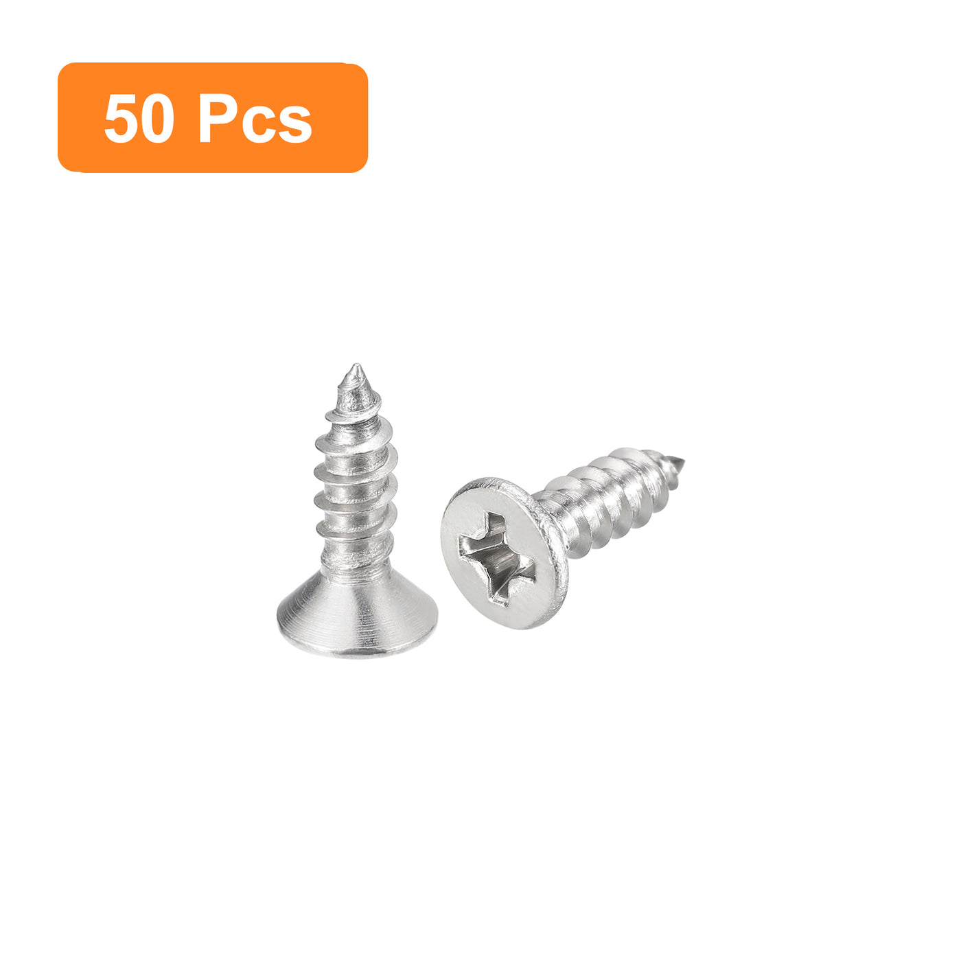 uxcell Uxcell #6x1/2" Wood Screws, 50pcs Phillips Self Tapping Screws 304 Stainless Steel