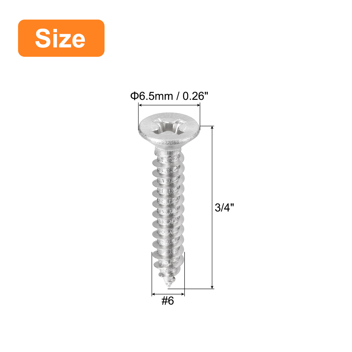 uxcell Uxcell #6x3/4" Wood Screws, 50pcs Phillips Self Tapping Screws 304 Stainless Steel