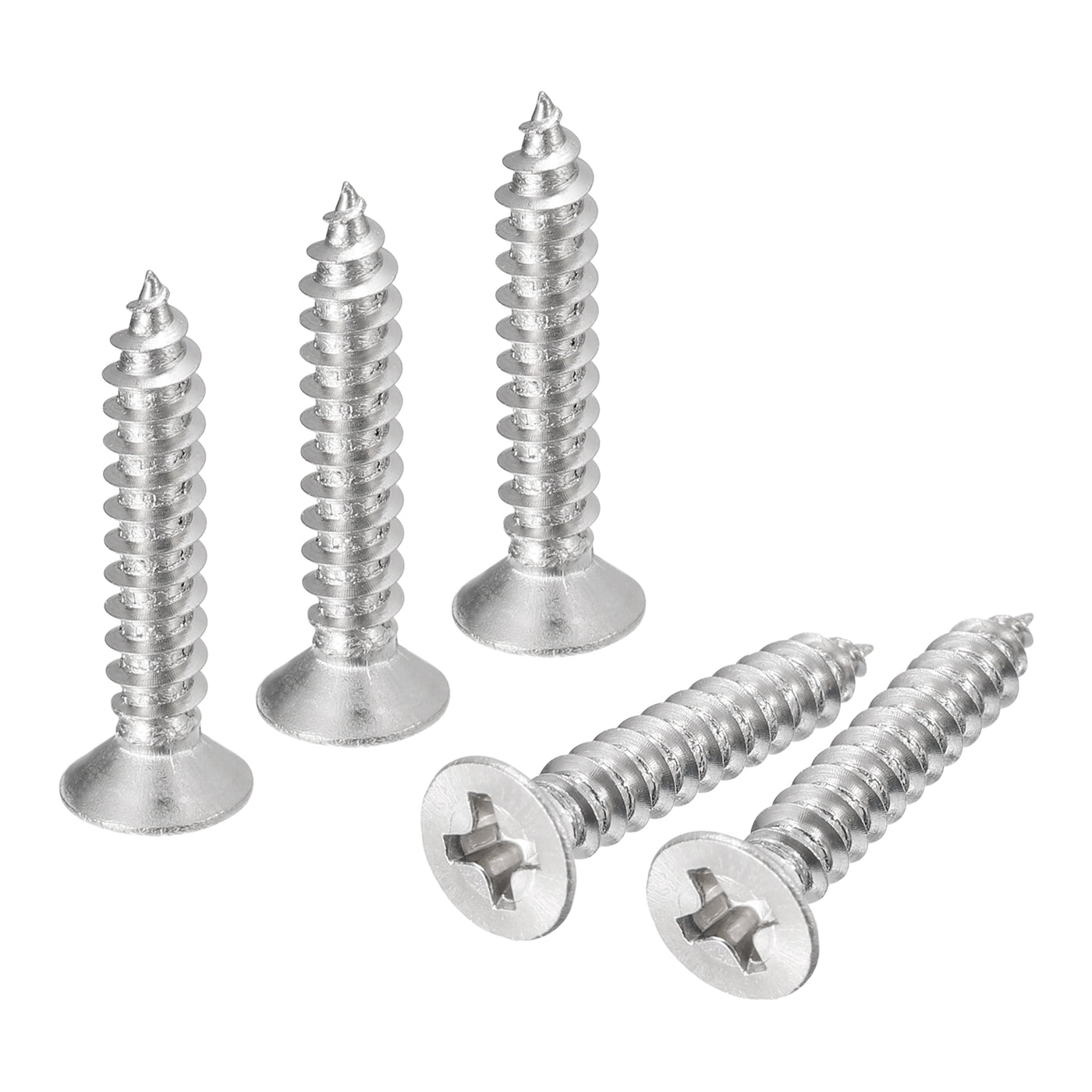 uxcell Uxcell #6x3/4" Wood Screws, 50pcs Phillips Self Tapping Screws 304 Stainless Steel