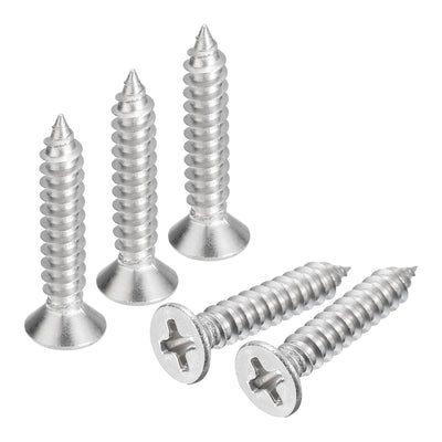 uxcell Uxcell #8x1" Wood Screws, 25pcs Phillips Self Tapping Screws 304 Stainless Steel