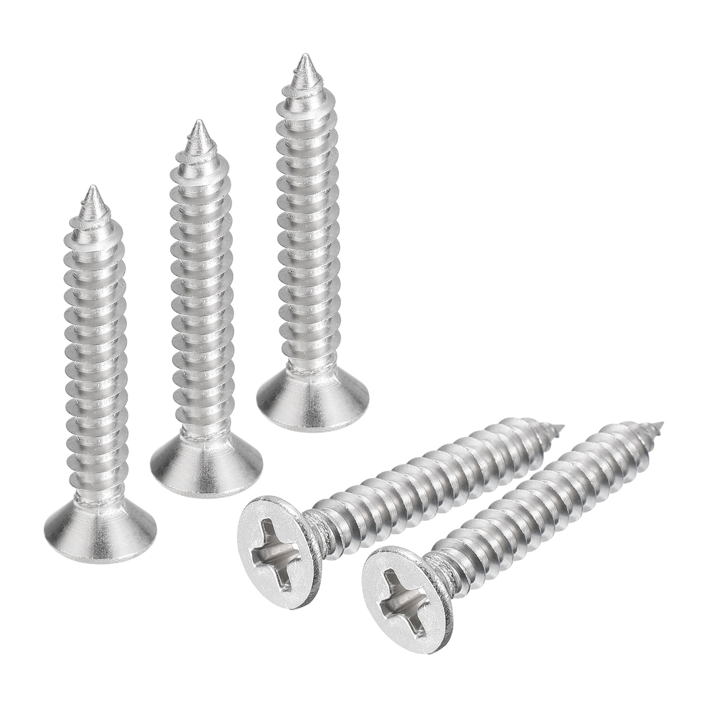 uxcell Uxcell #8x1-3/16" Wood Screws, 100pcs Phillips Self Tapping Screws 304 Stainless Steel