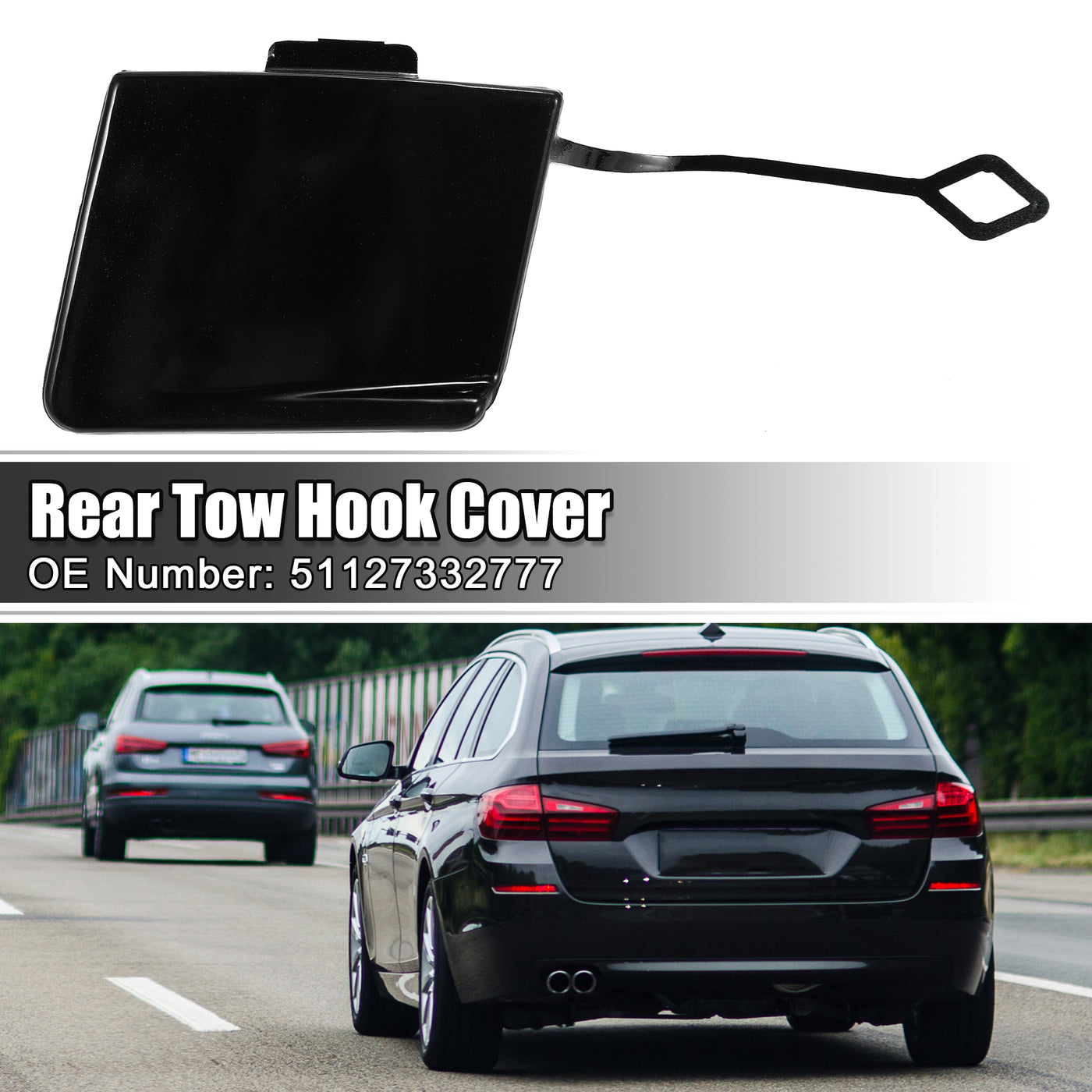 ACROPIX Rear Bumper Tow Hook Cover Car Towing Hook Eye Hole Cover Fit for BMW 5 Series F10 F11 528i 535d 535i 550i - Pack of 1 Black