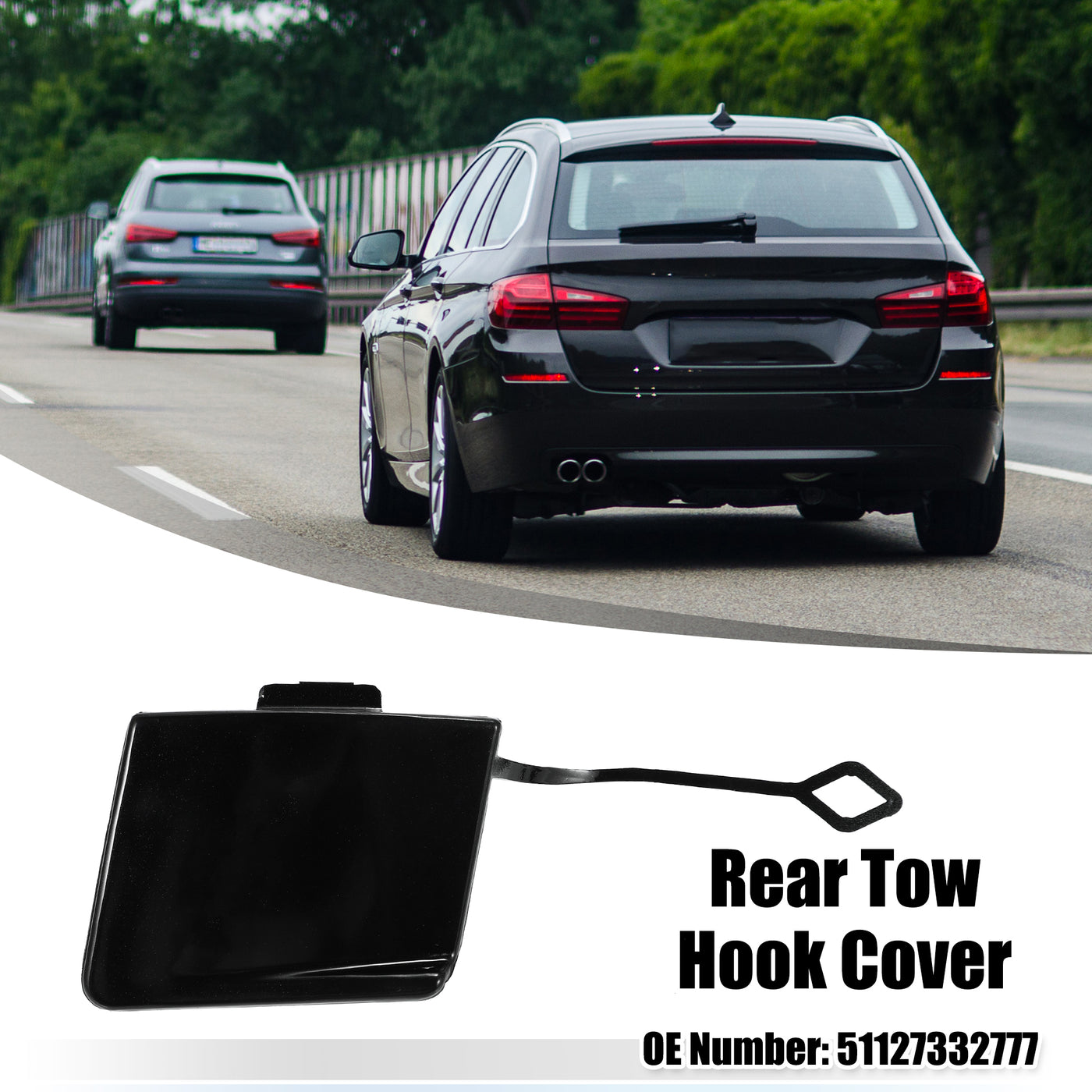 ACROPIX Rear Bumper Tow Hook Cover Car Towing Hook Eye Hole Cover Fit for BMW 5 Series F10 F11 528i 535d 535i 550i - Pack of 1 Black