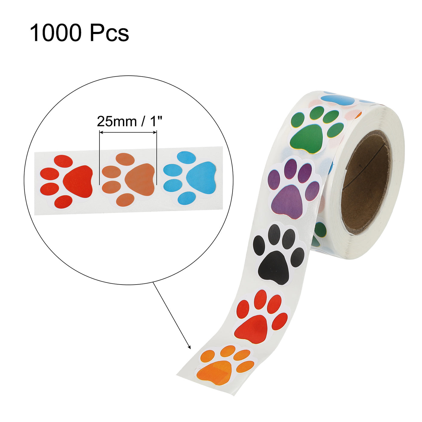 Harfington 2 Roll Paw Prints Stickers 1 Inch Adhesive Dog Paw Prints Labels 500 Count/Roll
