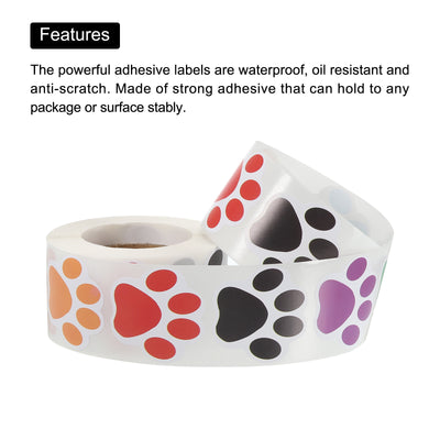 Harfington 2 Roll Paw Prints Stickers 1 Inch Adhesive Dog Paw Prints Labels 500 Count/Roll