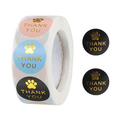 Harfington 1 Roll Paw Print Thank You Labels 1 Inch Adhesive Dog Paw Tags 500 Count/Roll