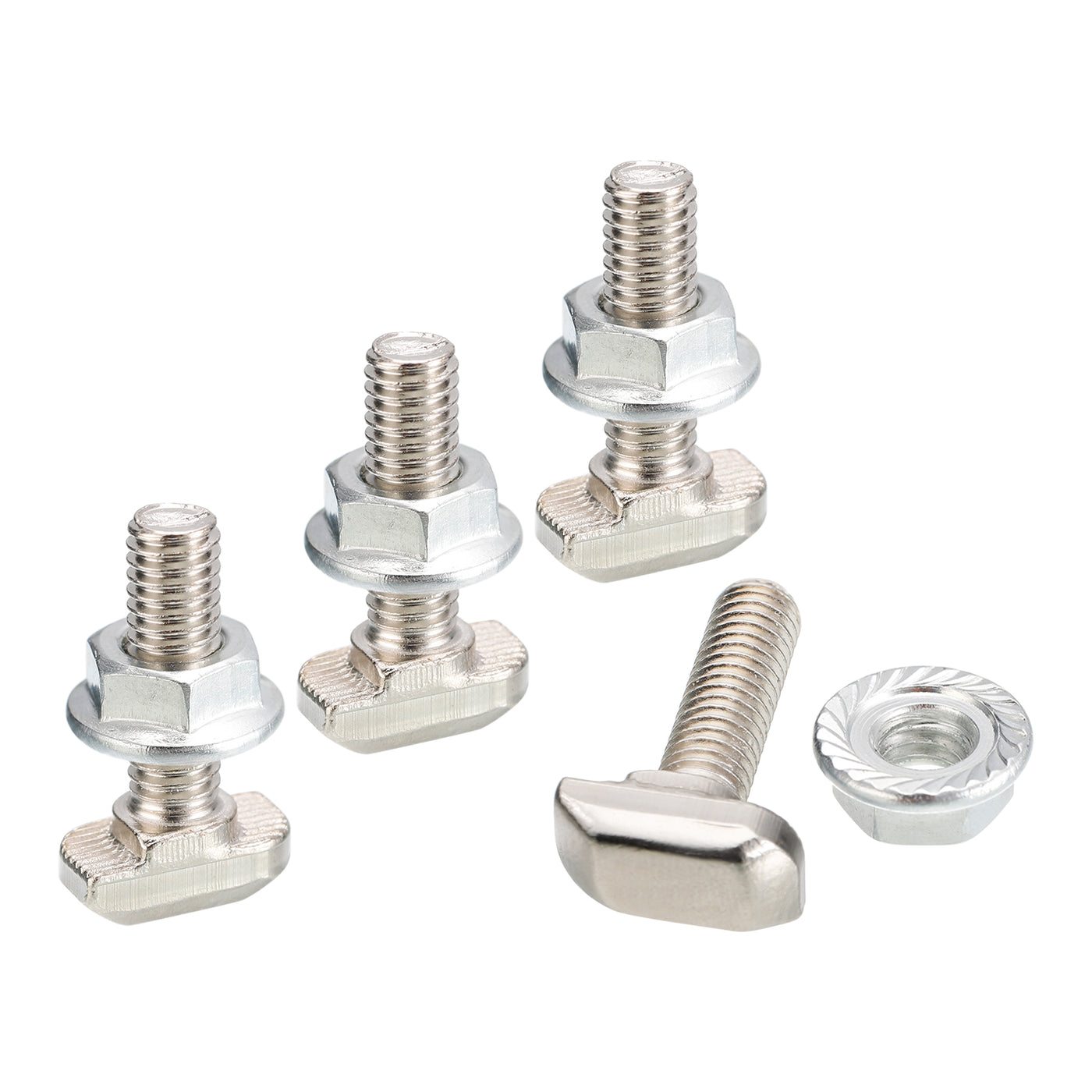 uxcell Uxcell M6x20mm T Slot Drop-in Bolt and M6 Hexagon Flange Nut Set, 20 Sets