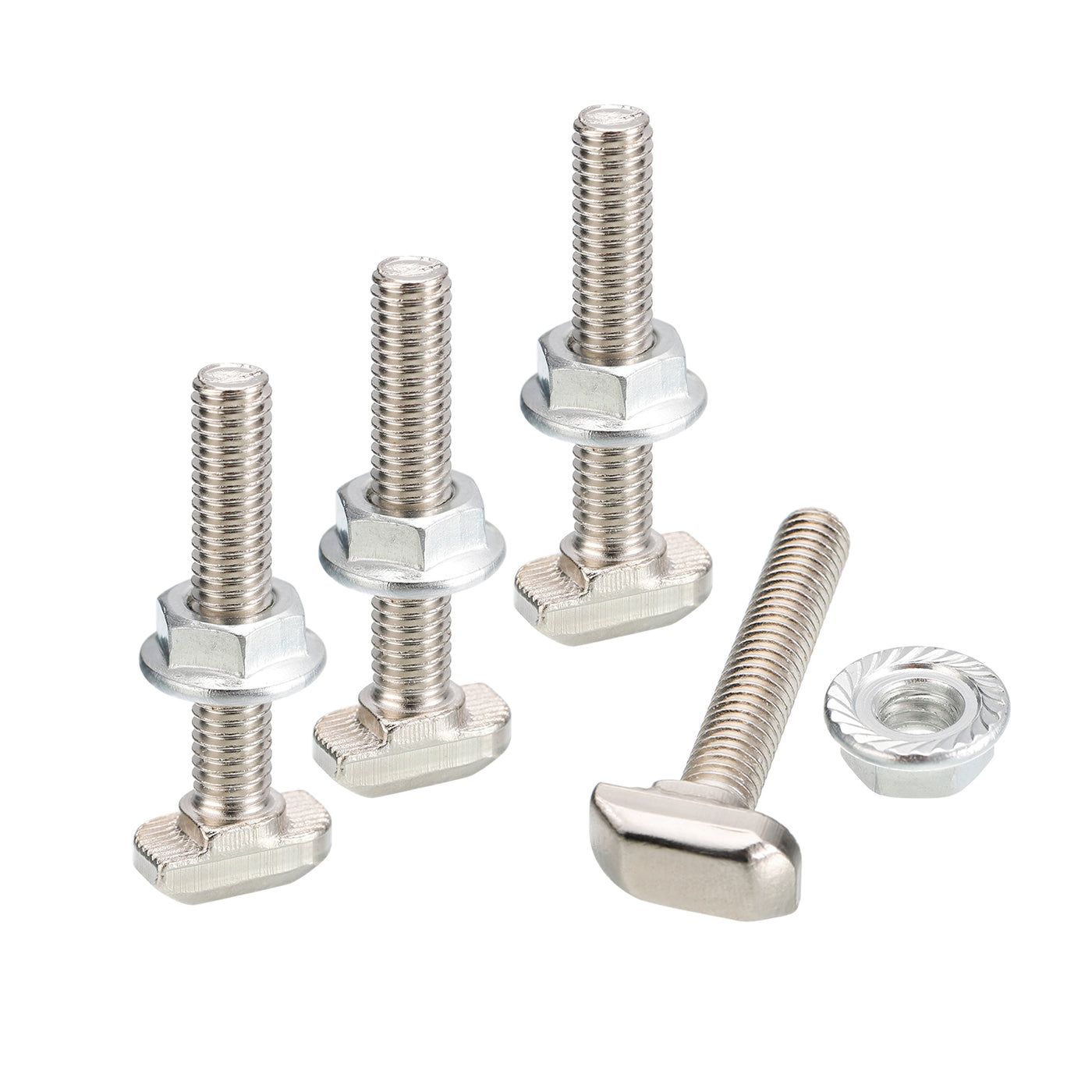 uxcell Uxcell M6x35mm T Slot Drop-in Bolt and M6 Hexagon Flange Nut Set, 8 Sets